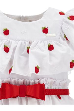 abito in cotone bianco e rosso MONNALISA KIDS | 31G91479449944